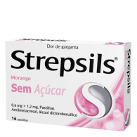 Strepsils Morango sem acar, 1,2/0,6 mg x 16 pst