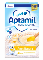 Aptamil Papa Láctea Infantil Arroz/Banana (S/Glúten) 4M+ 225g